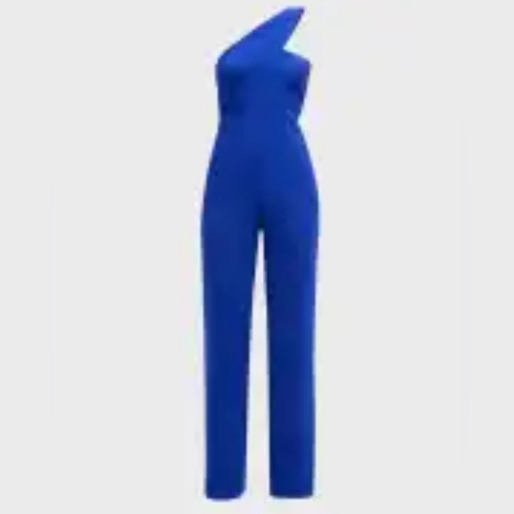 NWT - Aidan By Aidan Mattox One Shoulder Crepe Jumpsuit - Size 8 Holiday Outfit